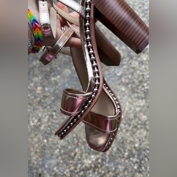 Gorgeous Like New Coach Rose Gold Sexy Silver Studded Balls Chunky Heel - Picture 15 of 17